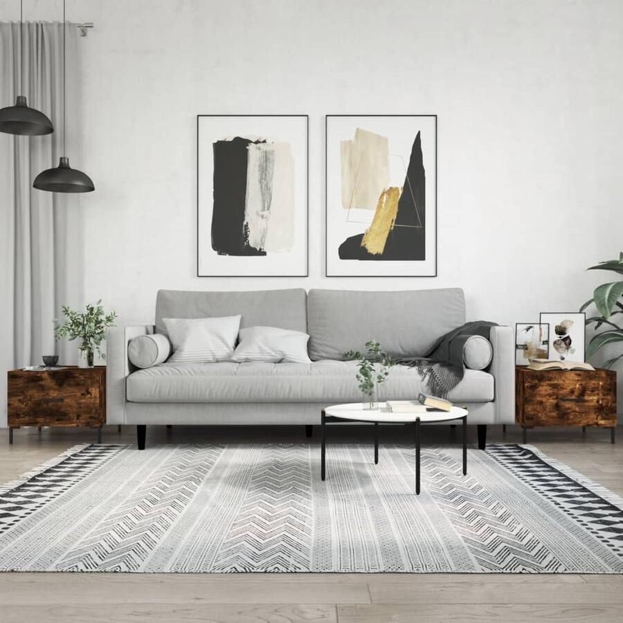 VidaXL Salontafels 2 stuks Gerookt Eiken 50x50x40cm Salontafel Bijzettafels Houten Salontafel Salontafeltje Koffietafel Tv Tafel Livingroom Meubilair Bruine Salontafel - Foto 2