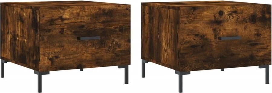 VidaXL Salontafels 2 stuks Gerookt Eiken 50x50x40cm Salontafel Bijzettafels Houten Salontafel Salontafeltje Koffietafel Tv Tafel Livingroom Meubilair Bruine Salontafel