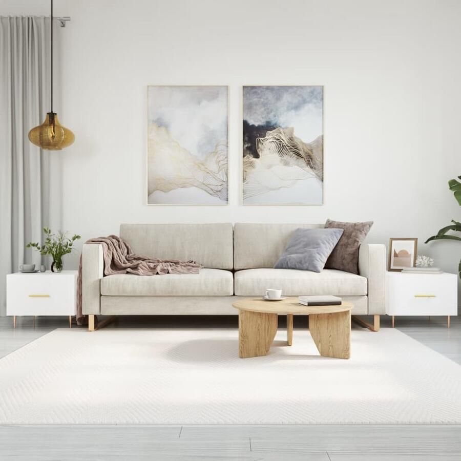 VidaXL Salontafels 2 stuks Wit Bewerkt Hout Salontafel Bijzettafels Houten Salontafel Witte Salontafel Salontafeltje Koffietafel Tv Tafeltje Living Room Furniture Meubilaar Design Meubel Modern Meubilaar Compact Salontafel - Foto 2