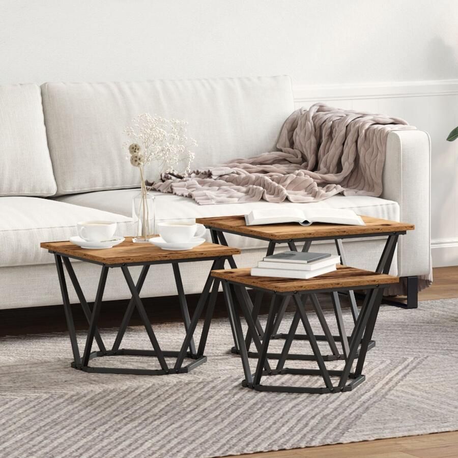 VidaXL Salontafels 3 stks Oude Houten Engineered Hout