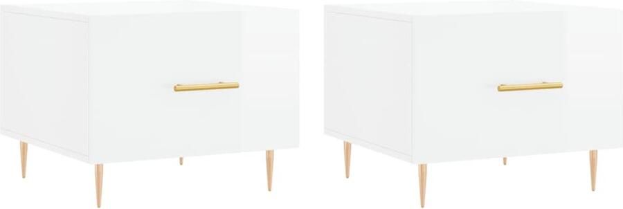 VidaXL Salontafels Hoogglans Wit Set van 2 Salontafel Bijzettafels Hoeglanstabel Houten Tafel Metalen Tafel Livingroom Meubilair
