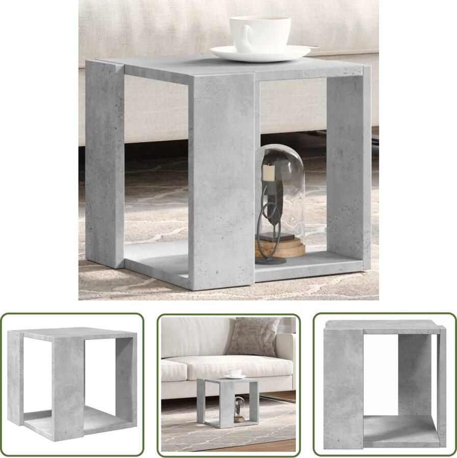 VidaXL Salontafel 32x32x30 cm bewerkt hout betongrijs Salontafel Salontafels Houten Salontafel Betonnen Salontafel Grijze Salontafel