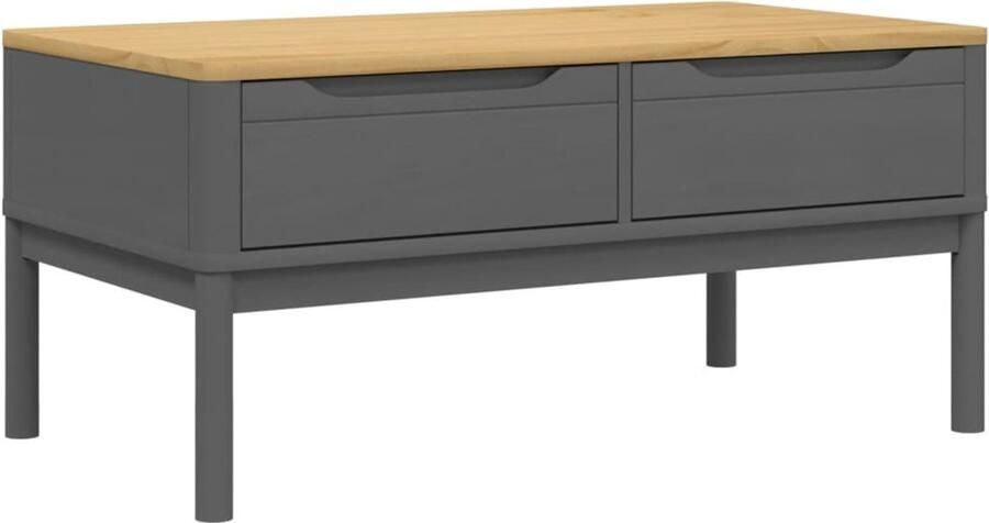 The Living Store Salontafel FLORO 99x55 5x45 cm massief grenenhout grijs Salontafel Bijzettafel Grenenhouten Meubels Grijze Salontafel Modern Design
