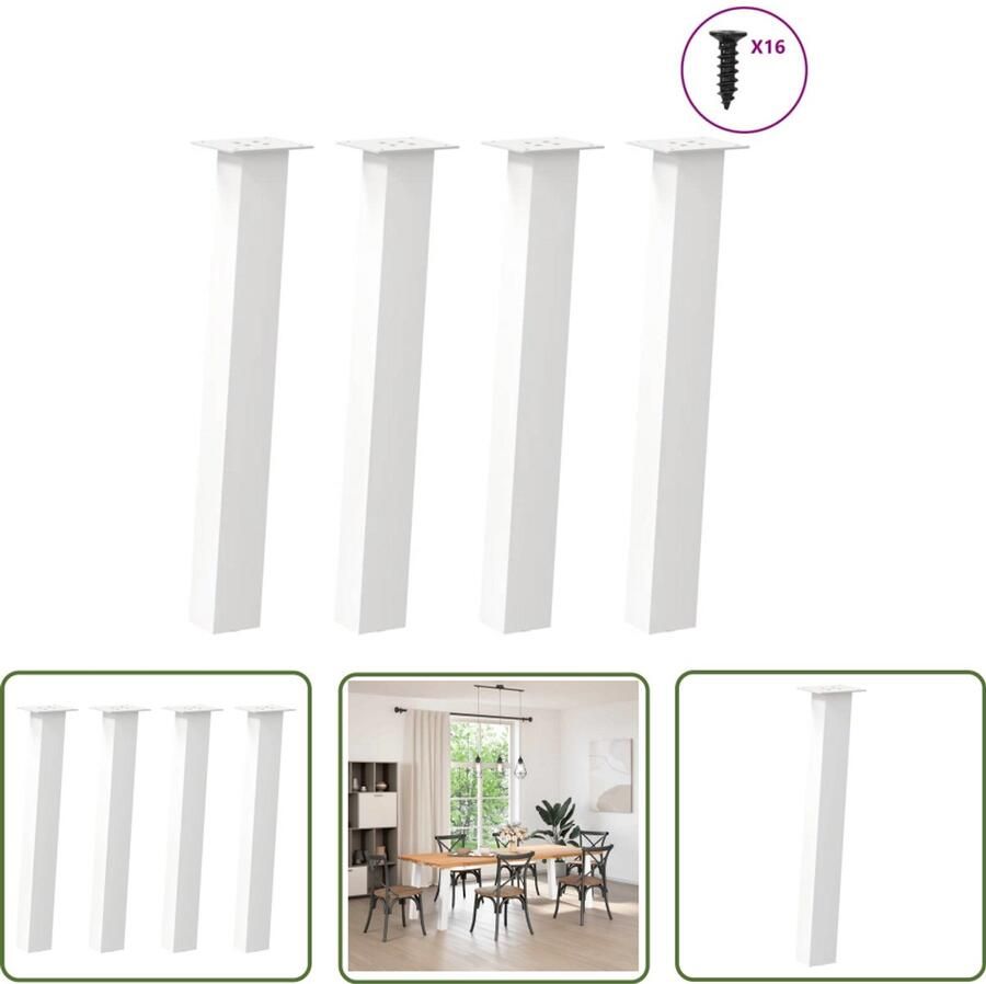 The Living Store Salontafelpoten 4 st 72 cm staal wit Salontafelpoten Salontafels Tafelpoten Houten Tafelpoten Metalen Tafelpoten