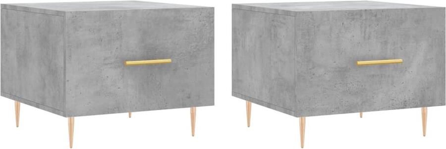 VidaXL Salontafels Set van 2 Betongrijs 50x50x40 cm Salontafel Bijzettafel Betongrijs Houten Salontafel Metalen Salontafel