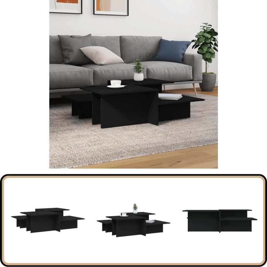 VidaXL Salontafels Set van 2 Bewerkt hout Zwart Salontafel Zwarte Salontafel Houten Salontafel Design Salontafel Moderne Salontafel Livingroom Meubilair Woonkamer Accessoires Koffietafel Bijzet Tafels Tv Stand