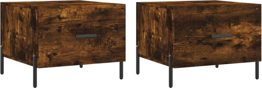 VidaXL Salontafels Set van 2 Gerookt Eiken 50x50x40 cm Salontafel Bijzettafel Houten Salontafel Salontafeltje Koffietafel Design Salontafel Moderne Salontafel Set Salontafels Bruine Salontafel Gerookte Eiken - Foto 2