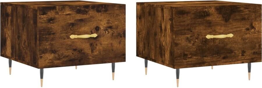 VidaXL Salontafels Set van 2 Gerookt Eiken 50x50x40 cm Salontafel Bijzettafel Houten Salontafel Salontafeltje Koffietafel Design Salontafel Moderne Salontafel Set Salontafels Bruine Salontafel Gerookte Eiken - Foto 3