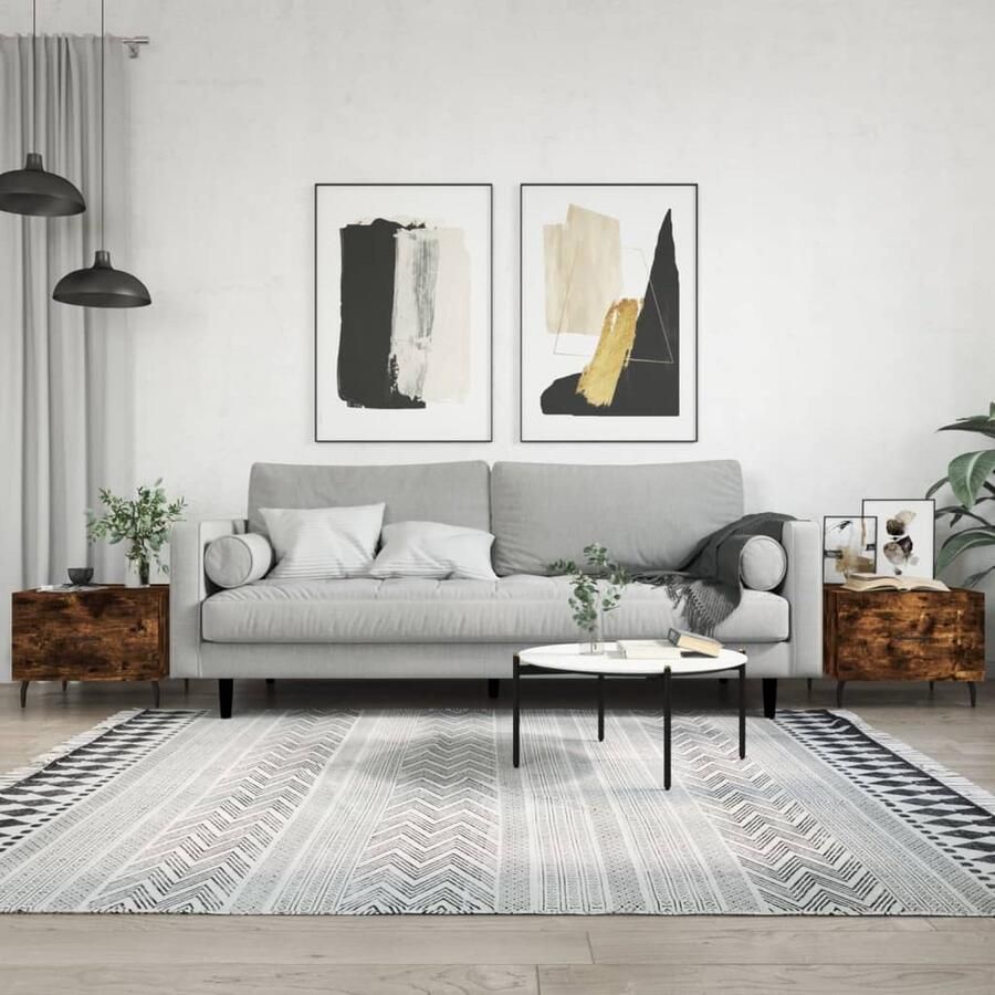 VidaXL Salontafels Set van 2 Gerookt Eiken 50x50x40 cm Salontafel Bijzettafel Koffietafel Houten Salontafel Salontafeltje Gerookte Eiken Design Salontafel - Foto 2