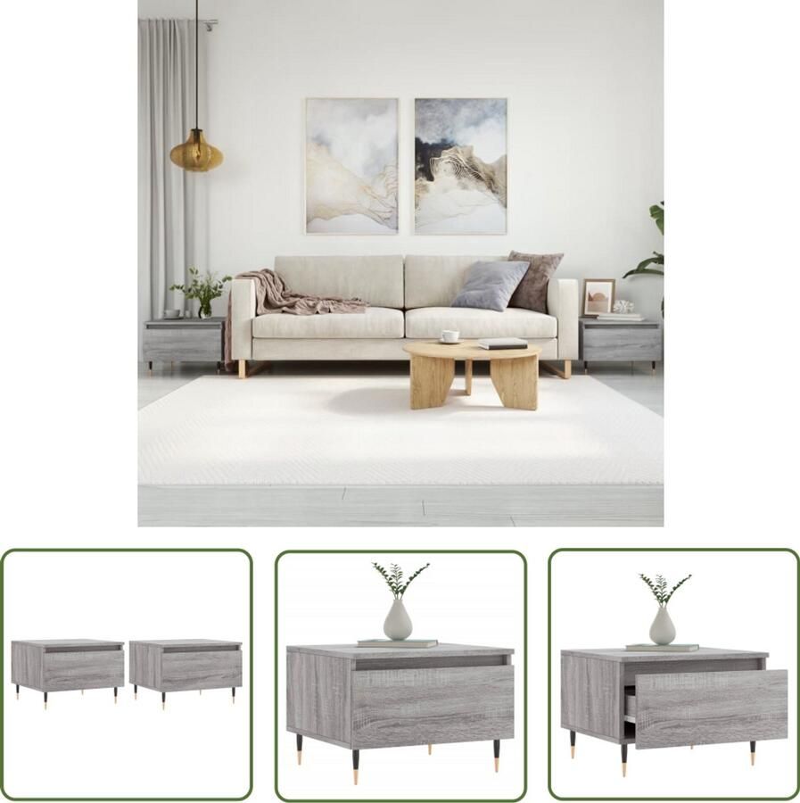 VidaXL Salontafels Set van 2 Grijs Sonoma Eiken Salontafel Bijzettafel Houten Salontafel Grijze Salontafel Design Salontafel Modern Salontafel Set Livingroom Furniture Meubilair - Foto 2