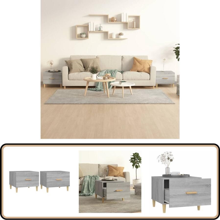VidaXL Salontafels Set van 2 Grijs Sonoma Eiken Salontafel Bijzettafel Houten Tafel Grijze Tafel Salontafeltjes Eiken Tafel Living Room Furniture