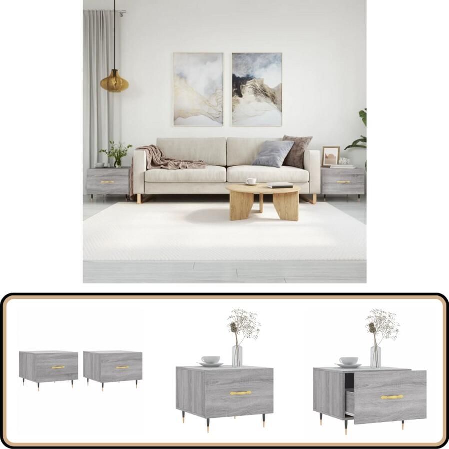 VidaXL Salontafels Set van 2 Grijs Sonoma Eiken Salontafel Bijzettafel Trendyle Salontafel Houten Salontafel Grijze Salontafel