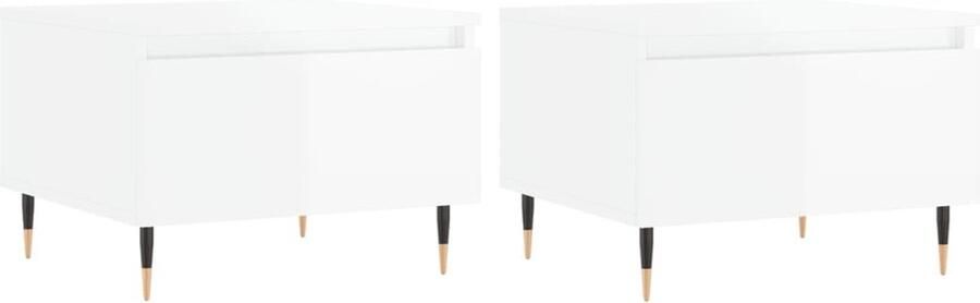 The Living Store Salontafels 2 st 50x46x35 cm bewerkt hout hoogglans wit Salontafel Hoogglanstablet Houten Salontafel Wit Meubilair Modern Design