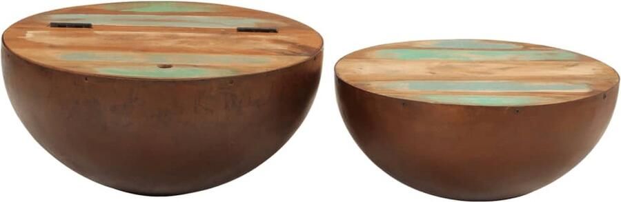 VidaXL Salontafels Set van 2 Massief gerecycled hout Salontafel Salontafels Tafel Bijzettafel