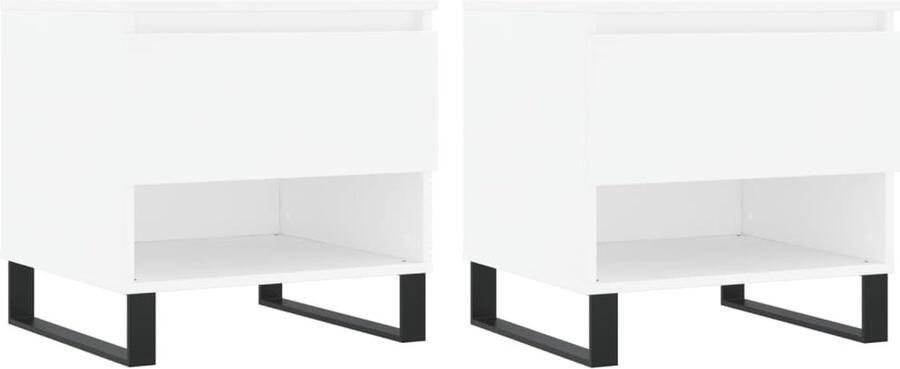 VidaXL Salontafels Set van 2 Wit Bewerkt Hout Salontafel Bijzettafels Houten Tafels Witte Tafels Moderne Tafels Saloninrichting