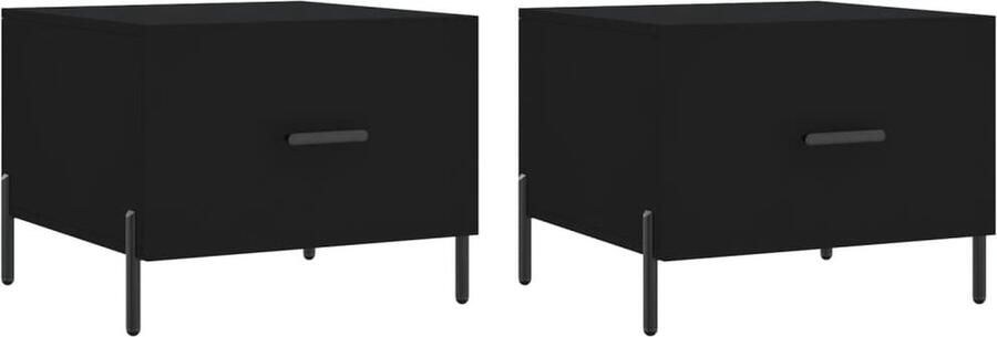 VidaXL Salontafels Set van 2 Zwart Bewerkt Hout Salontafel Salontafels Bijzettafel Banktafel
