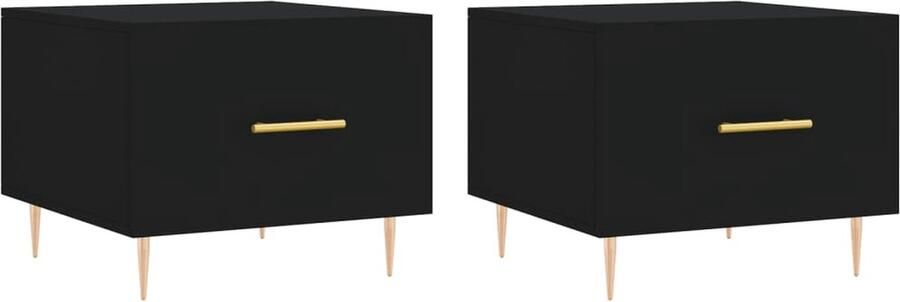 VidaXL Salontafels Zwart Bewerkt Hout 2 stuks Salontafel Zwarte Salontafel Houten Salontafel Metalen Salontafel Bijzettafels Set Tafels Livingroom Furniture Meubilair Design Meubel