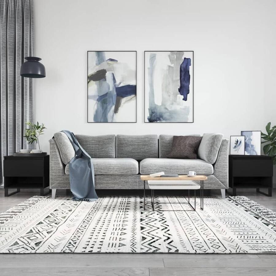 VidaXL Salontafels Zwart Bewerkt hout Set van 2 Salontafel Bijzettafels Houten Tafels Zwarte Tafels Design Tafels Moderne Tafels Woonkamermeubilair - Foto 2