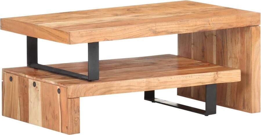VidaXL Salontafelset 2-delig Massief Acaciahout Klassieke Tafel Acacia Houten Tafel Salontafel Koffietafel Tweedelige Tafelset Vintage Stijl Industriële Tafel