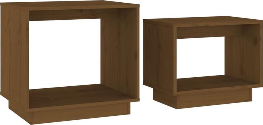 VidaXL Salontafelset 2-delig Massief Grenenhout Salontafel Houten Salontafel Salontafels Koffietafel Bijzettafels Livingroom Furniture Binnenhuisdecoratie