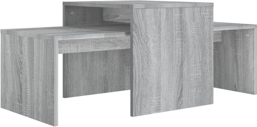 VidaXL Salontafelset Grijs Sonoma Eiken 100x48x40 cm Salontafel Bijzettafel Houten Salontafel Grijze Salontafel Design Salontafel Multifunctionele Salontafel