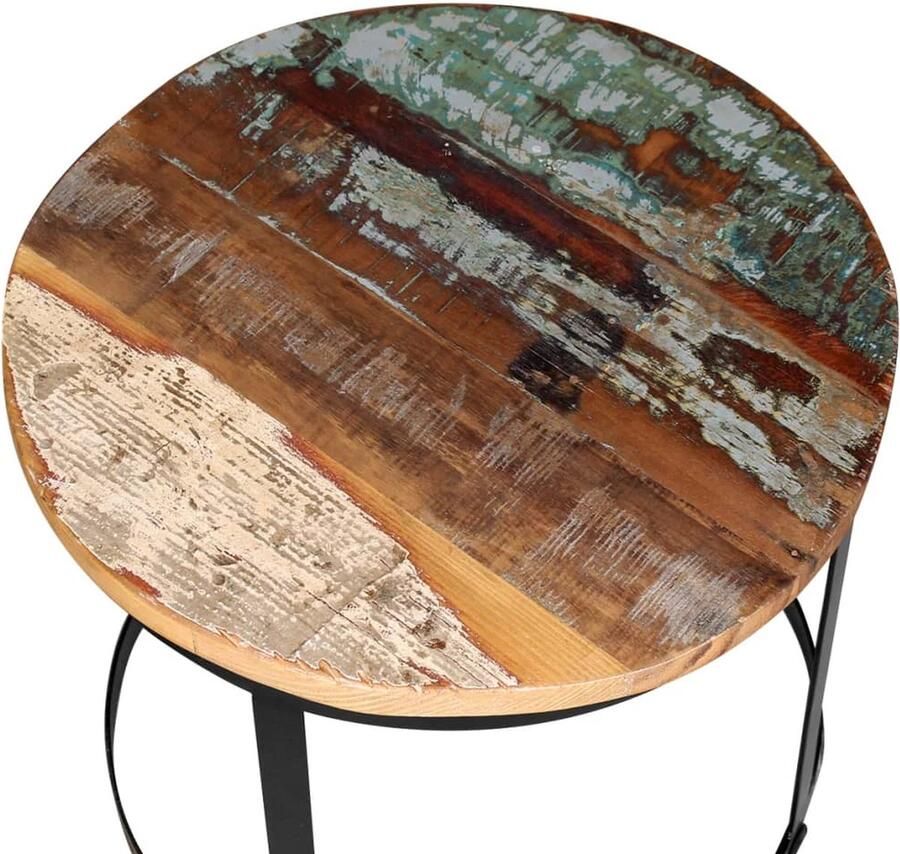 VidaXL Salontafelset Rond Gerecycled Hout 40 50cm Salontafel Industrieel Design Gerecycled Hout Koffietafel Bijzettafel Woonaccessoires Vintage Meubilair - Foto 2