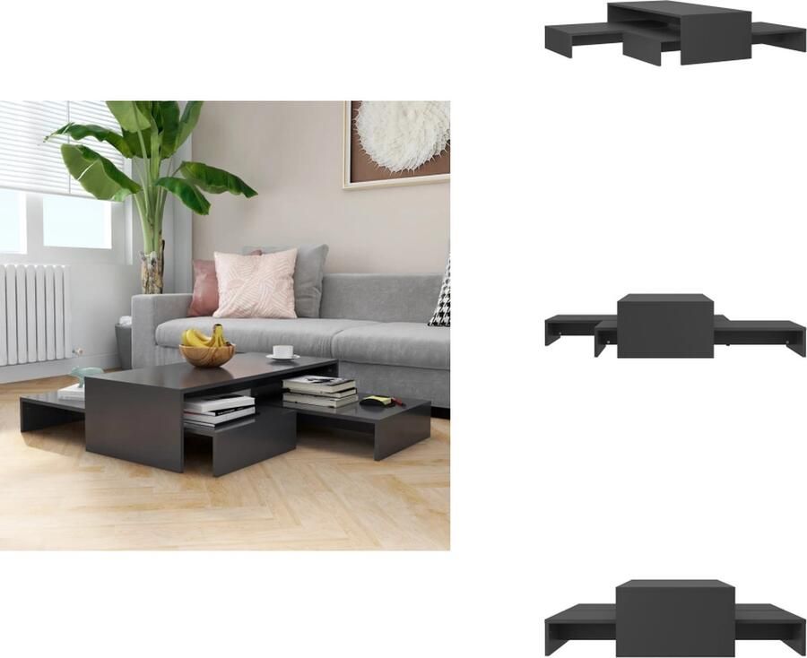 VidaXL Salontafelset Salontafelsets Salontafel Set Salontafel Sets Salontafelset 100x100x26 5 cm bewerkt hout grijs