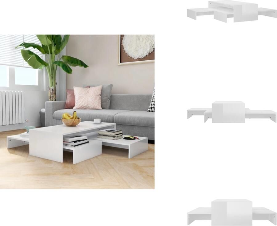 VidaXL Salontafelset Salontafelsets Salontafel Set Salontafel Sets Salontafelset 100x100x26 5 cm hoogglans wit