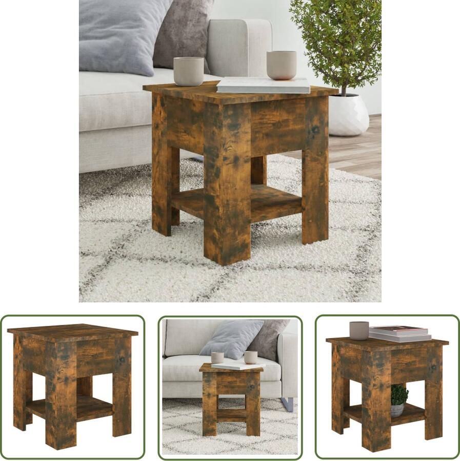 The Living Store Salontafel Modern Gerookt Eiken 40 x 40 x 42 cm Opbergschap Salontafel Salontafeltje Houten Salontafel Bruine Salontafel Stoere Salontafel - Foto 2