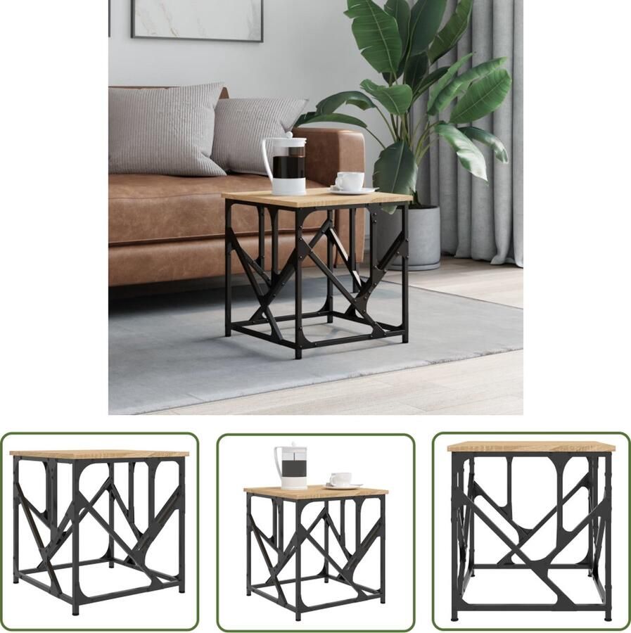 The Living Store Salontafel Sonoma Eiken 45 x 45 x 47.5 cm Verstelbare Poten Salontafel Salontafeltje Houten Salontafel Eiken Salontafel Industrieel Meubilair