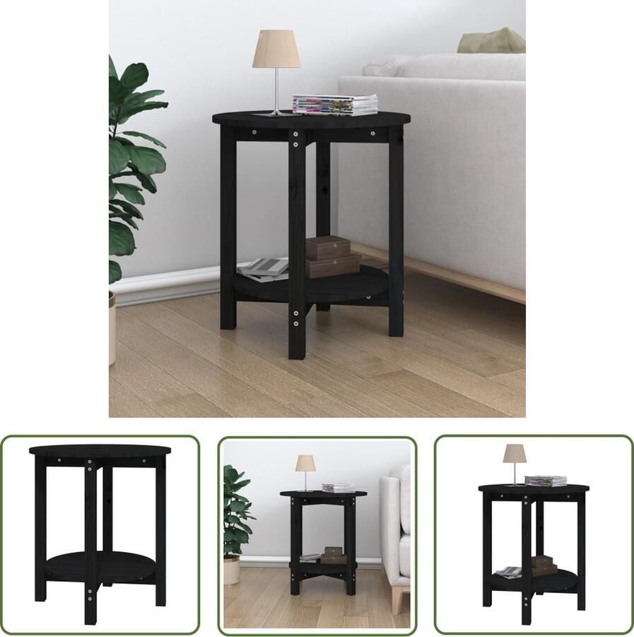 The Living Store Salontafel Klassiek Grenenhout á 55 x 60 cm Zwart Salontafel Salontafeltje Hout Meubel Grenenhouten Tafel Zwarte Tafel - Foto 2