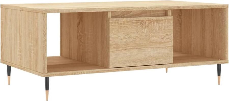 The Living Store Salontafel Sonoma Eiken 90 x 50 x 36.5 cm Duurzaam bewerkt hout 1 lade 2 vakken Stevig tafelblad Metalen poten Montage vereist Salontafel Salontafeltje Houten Salontafel Eiken Salontafel Tv Tafeltje