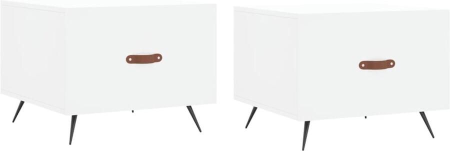 The Living Store Salontafels 2 st 50x50x40 cm bewerkt hout wit Salontafels Houten Meubilair Bijzet Tafels Koffiehoek Living Accessoires