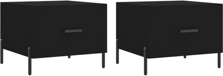 VidaXL Salontafeltje Salontafel Salontafels 2 st 50x50x40 cm bewerkt hout zwart Houten Salontafel Industriële Salontafel Zwarte Salontafel