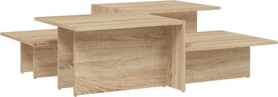 The Living Store Salontafels Sonoma Eiken Bewerkt Hout 111.5 x 50 x 33 cm Trendy Design Salontafel Salontafeltje Houten Salontafel Eiken Salontafel Design Salontafel - Foto 2