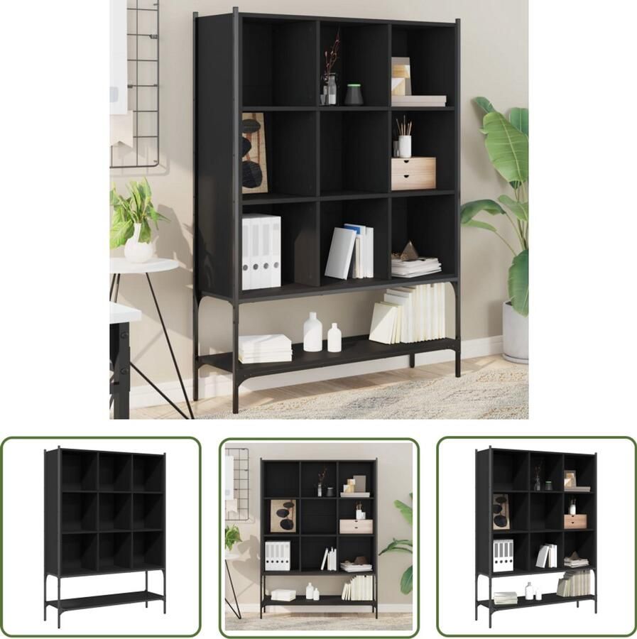 The Living Store Boekenkast 102x30x141 5 cm bewerkt hout zwart Boekenkast Scandinavisch Design Houten Boekenkast Zwarte Boekenkast Wandkasten