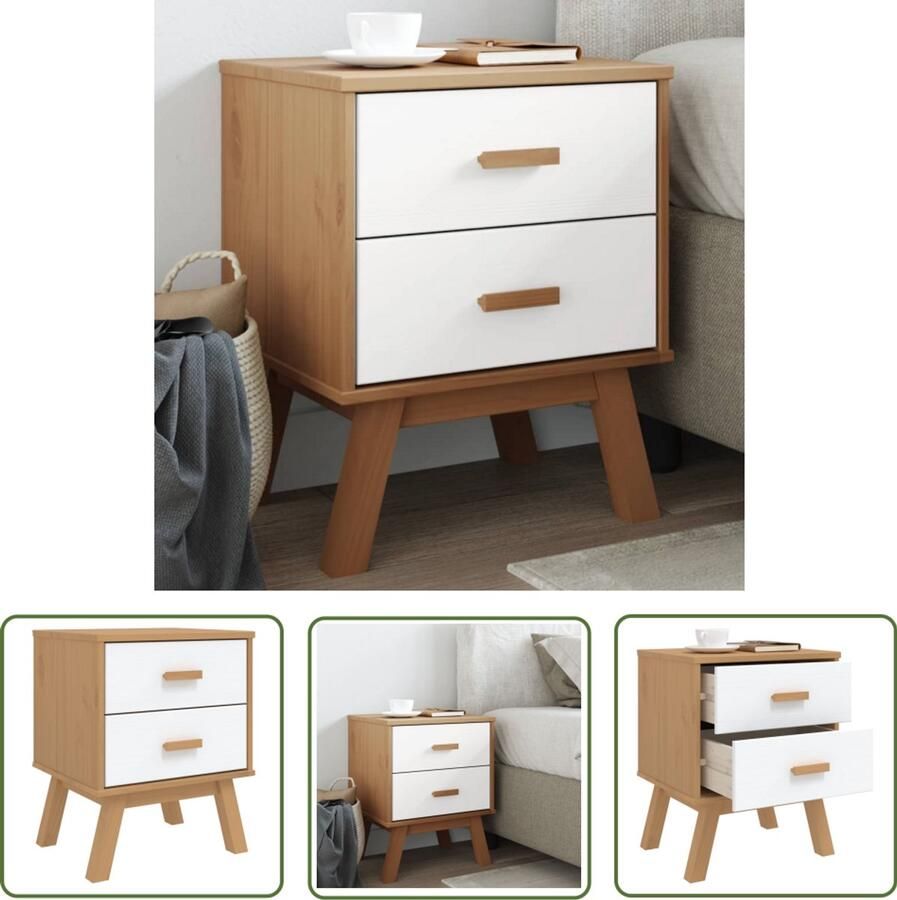 The Living Store Een mooie titel voor dit nachtkastje zou kunnen zijn- OLDEN Nachtkastje 45x39x57 cm Massief grenenhout Scandinavische charme - Foto 2
