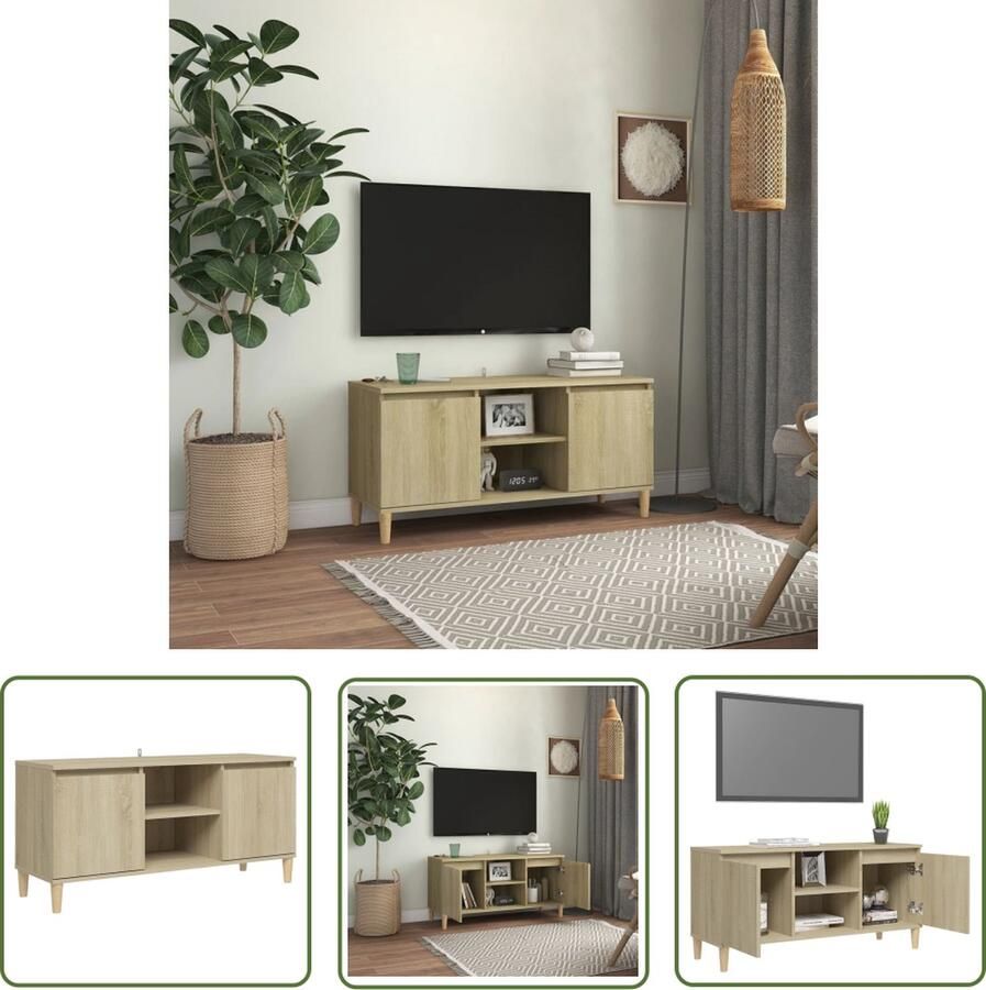 The Living Store Bedkastje Scandinavische Charme Hout Prachtig Ontworpen Chique Tv-meubel Scandinavisch Meubilair Houtsoort Bruine Tv-kast Salontafel - Foto 2