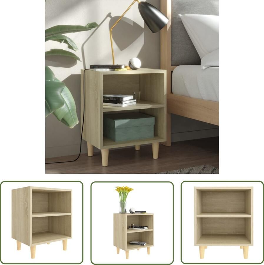 The Living Store Nachtkastje Scandinavische Stijl 40 x 30 x 50 cm Sonoma Eiken Houten Poten Nachtkastje Scandinavisch Nachtkastje Scandinavische Stijl Salontafel Kamermeubel - Foto 2