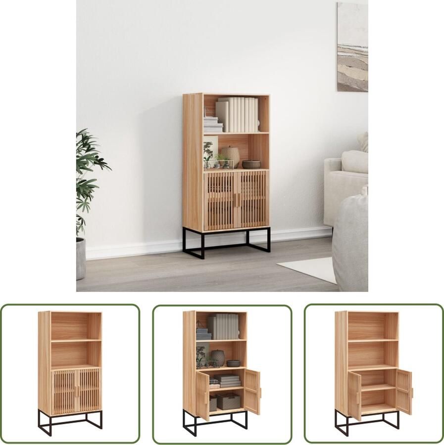 The Living Store Hoge Kast Scandinavisch Ontwerp 60x35x125 cm Duurzaam Hout Hoge Kast Scandinavische Design Houten Kast Bruine Kast Opbergkast - Foto 2