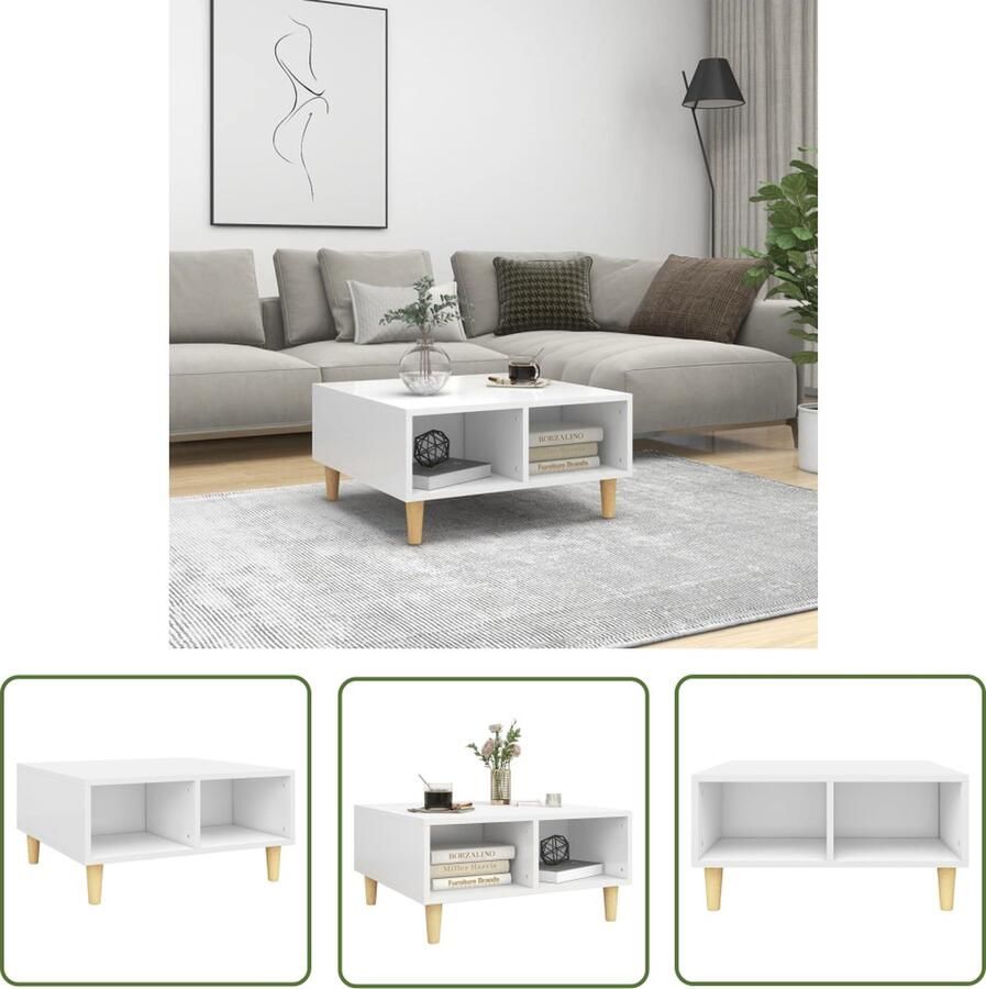The Living Store Salontafel Scandinavische Stijl 60 x 60 x 30 cm Opbergschappen Salontafel Scandinavische Stijl Witte Salontafel Salontafeltje Tv Tafellaar