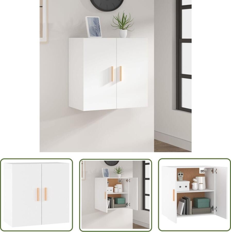 The Living Store Zwevende Wandkast Wit 60x30x60 cm Scandinavische Stijl Zwevende Wandkast Scandinavische Stijl Witte Wandkast Opbergkast Houten Kast - Foto 2