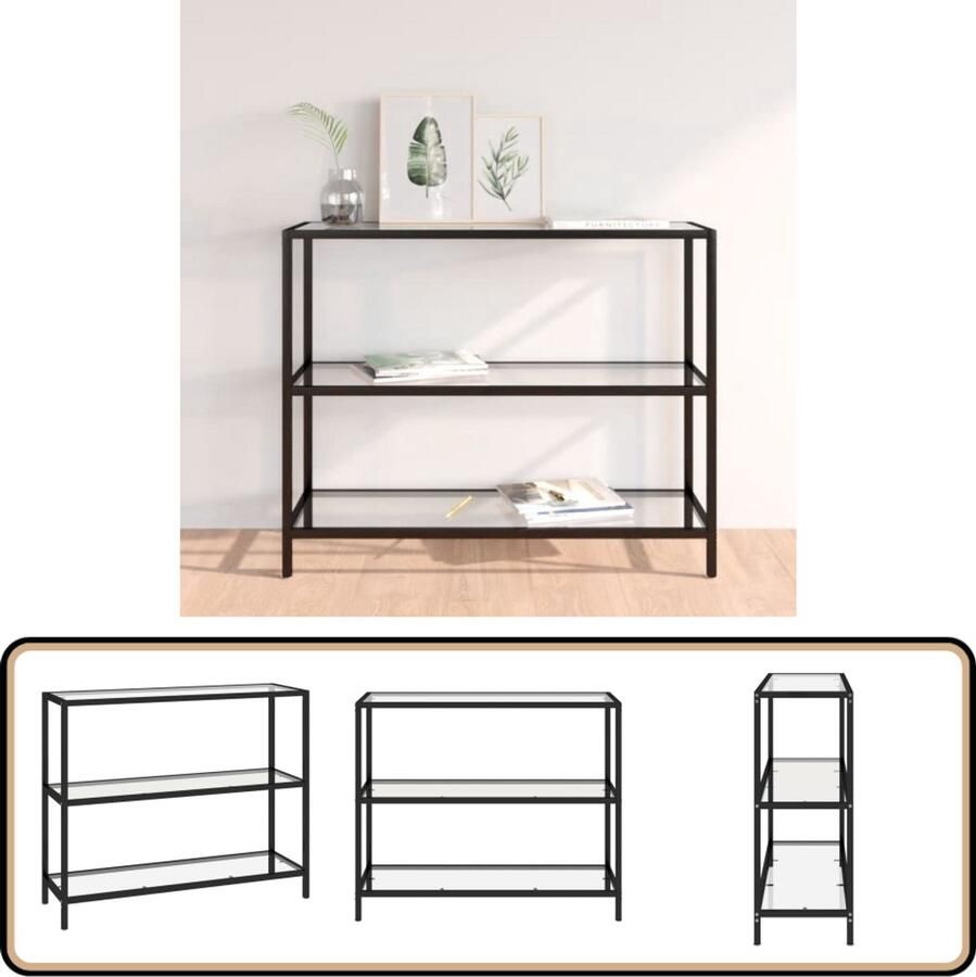 VidaXL Schap 100x36x90 cm Gehard glas Hoekplank Glazen Plank Opbergplankje Vitrinekast Modern Design Industrieel Design Transparant Stapelbaar Muurmontage Livingroom Decor Woonkamer Accessoires