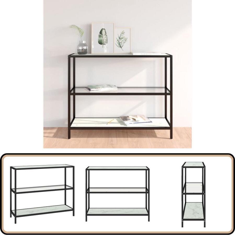 VidaXL Schap 100x36x90 cm Glas en Witmarmer Hoek Kast Vitrinekast Glazen Kast Opbergkast Transparante Kast Witte Kast Scandinavische Kast Basic Kast Modern Design Woonkamer Decoratie Living Room Furniture