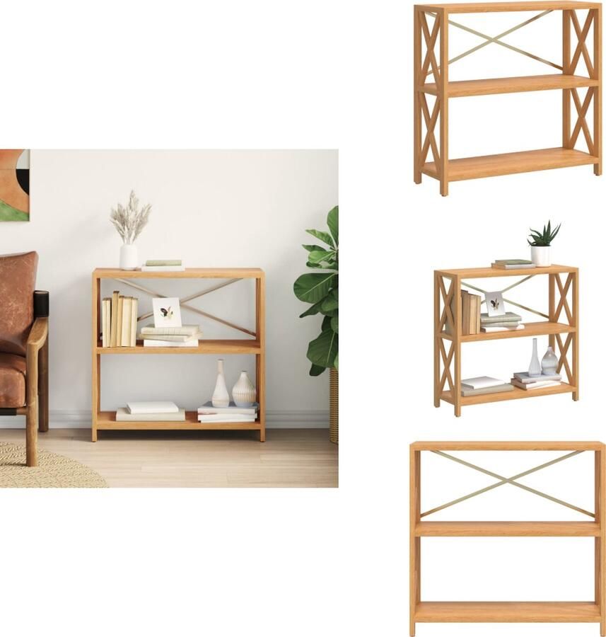 VidaXL Schap Schappen Boekenkast Garagekast Kastje 3-laags 80x30x78 cm massief eikenhout