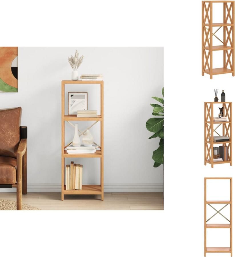 VidaXL Schap Schappen Boekenkast Garagekast Opbergrek 4-laags 40x30x112 cm massief eikenhout