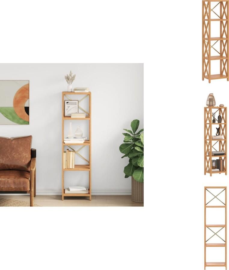 VidaXL Schap Schappen Boekenkast Garagekast Opbergrek 5-laags 40x30x146 cm massief eikenhout