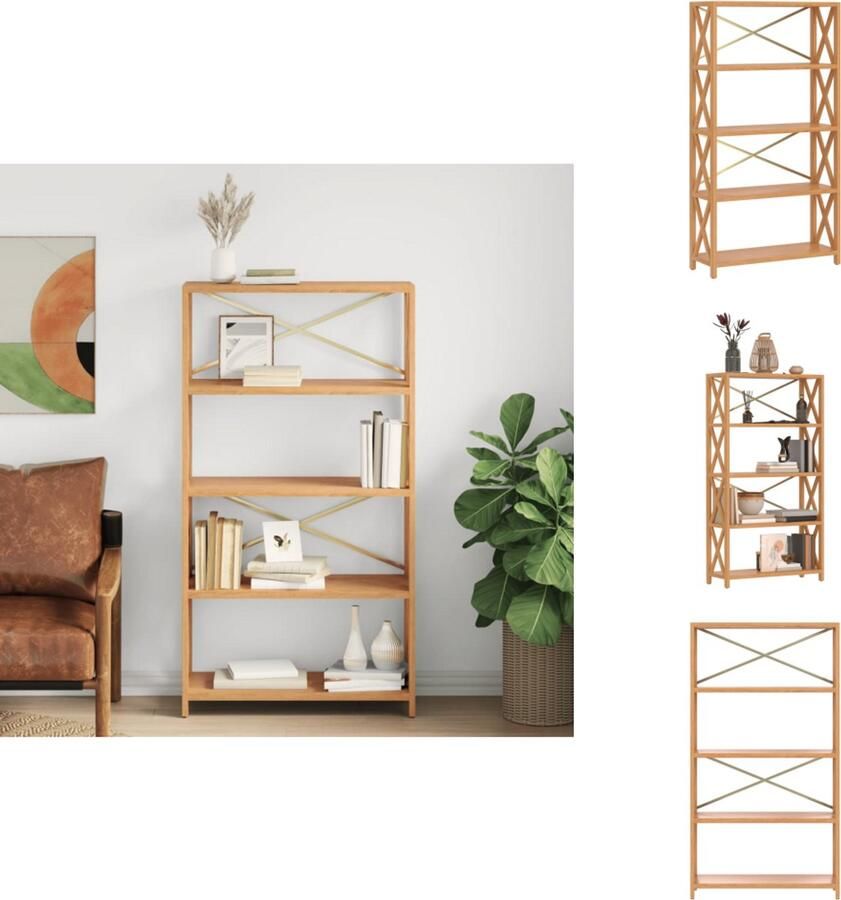 VidaXL Schap Schappen Boekenkast Garagekast Opbergrek 5-laags 80x30x146 cm massief eikenhout