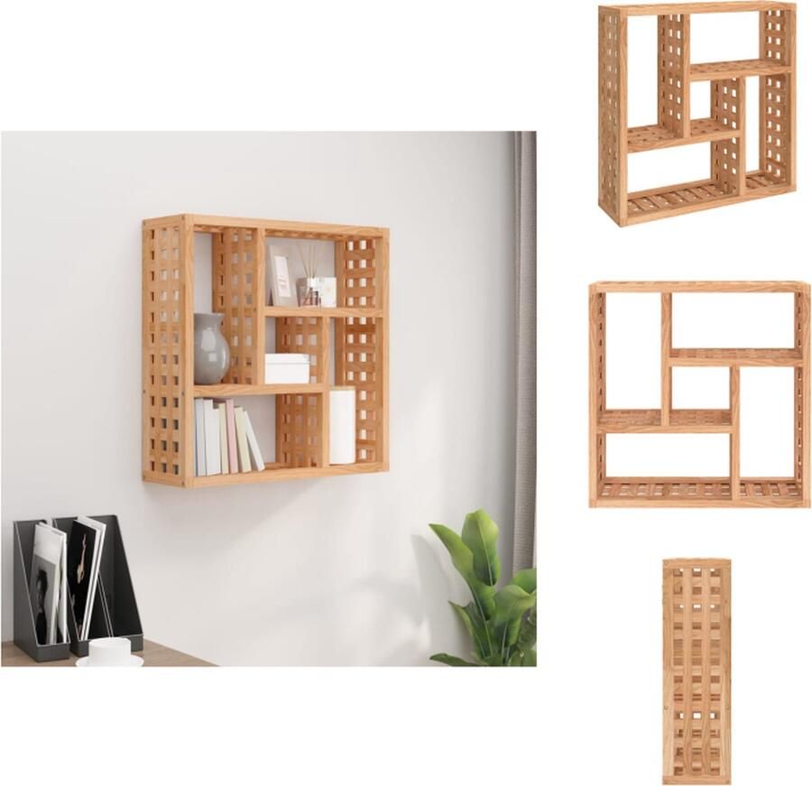 VidaXL Vintage Wandschap Walnothouten Wandschappen Wandschap 49x15x49 cm massief walnotenhout Industriële Wandschap Opbergwand Wandplank Hout - Foto 2