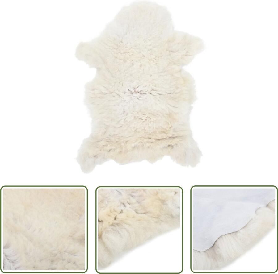 VidaXL Schapenvacht Crème 70x100 cm Schapenvacht Vloerkleden Warmte Luxe Decoratief Kamerdecoratie Woondecoratie Beige Zacht Comfortabel Kruipend Salon Slaapkamer Livingroom